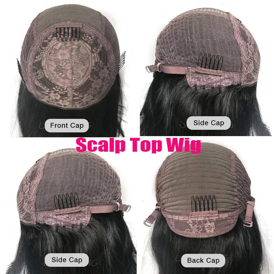 Прямые Парики Yaki из натуральных волос с челкой монгольские волосы Реми на коже