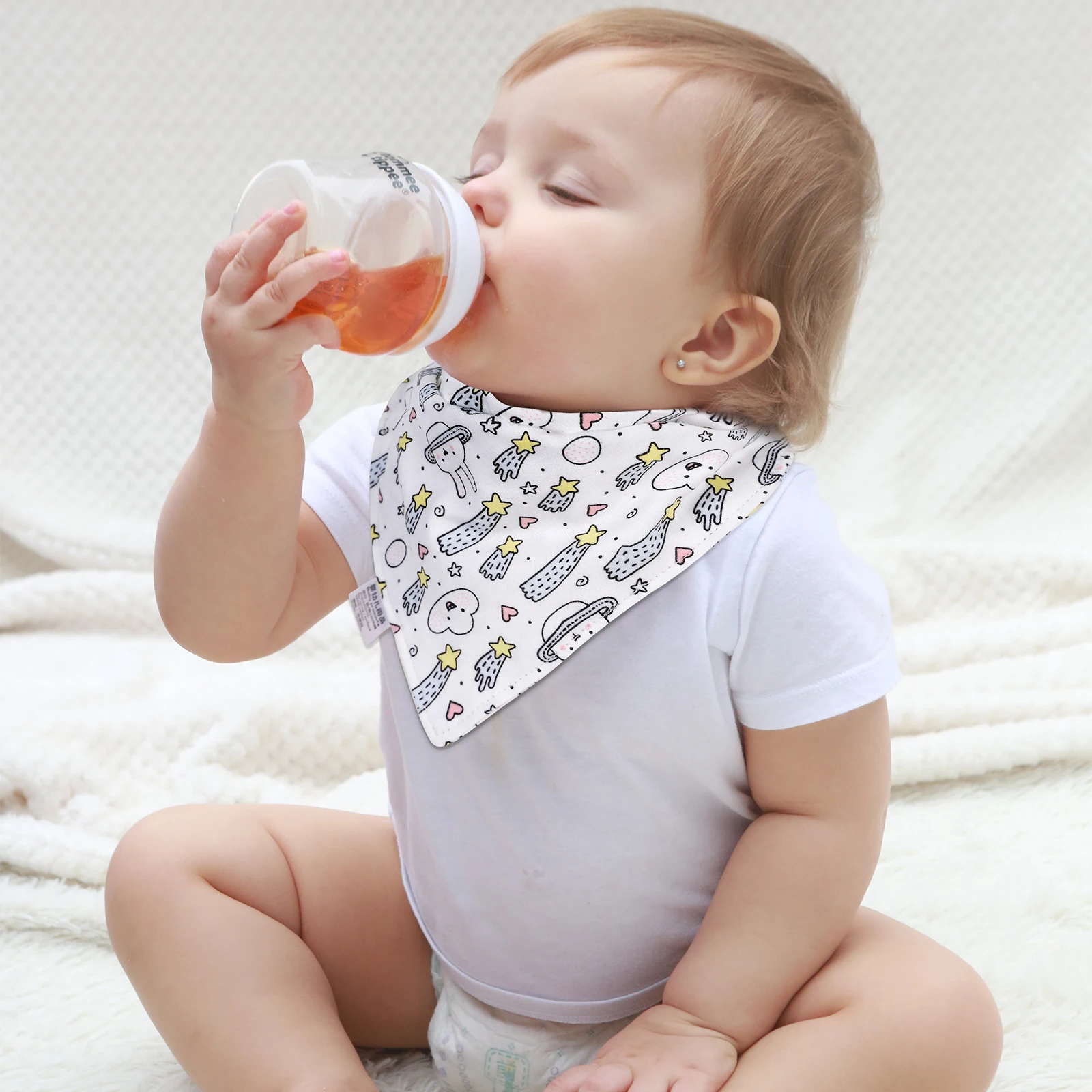 100% Organic Cotton Baby Bibs Triangle Burp Cloths Cartoon Saliva Towel Baby Feeding Bibs Soft Absorbent Boys Girl Saliva Towel images - 6