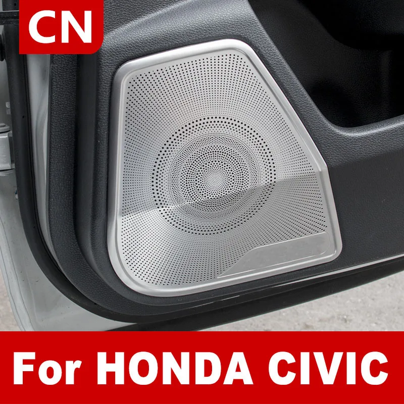 

Car Styling Door Audio Speaker Horn Net Cover Trim For Honda Civic 10th 2016-2021 Stainless Steel Auto Interior Accessories