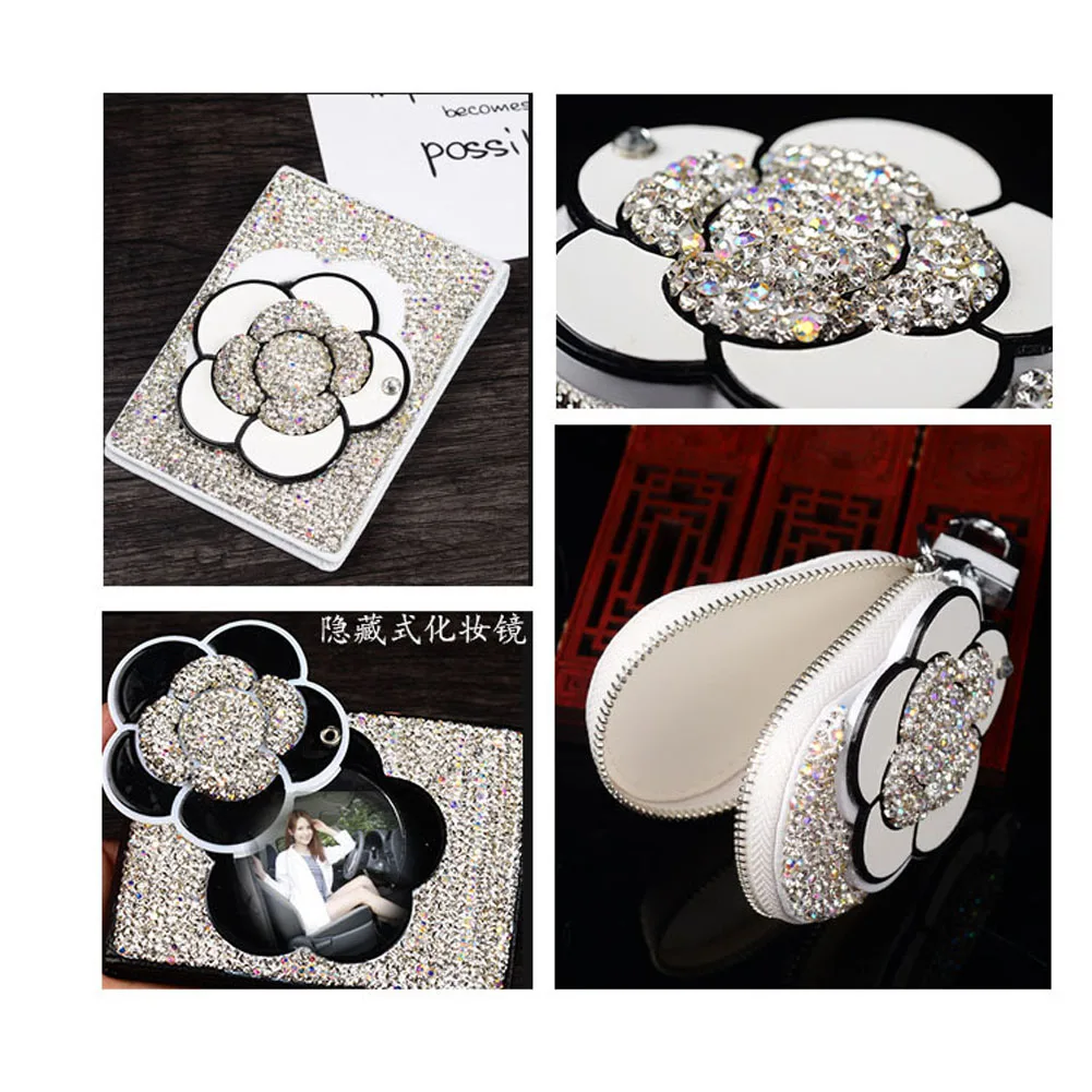 Car Key Bag with Rhinestones Bling for Universal Cover Leather Mirror Inside | Автомобили и мотоциклы
