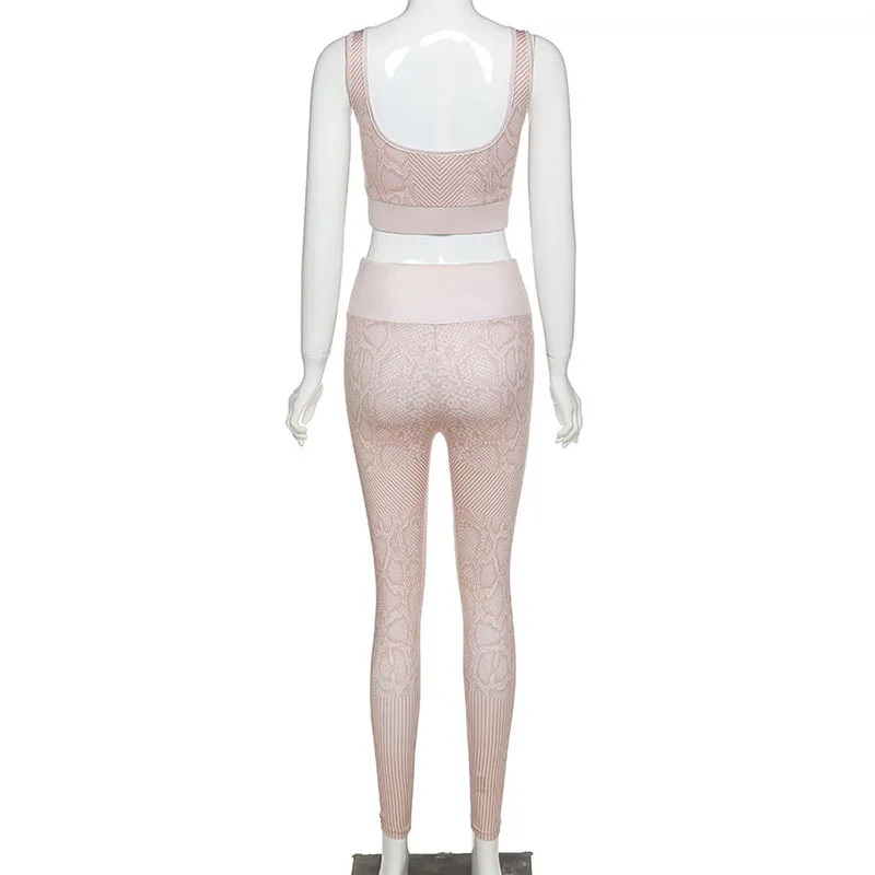 Спортивный комплект NewAsia из двух предметов с принтом змеиной кожи повседневная