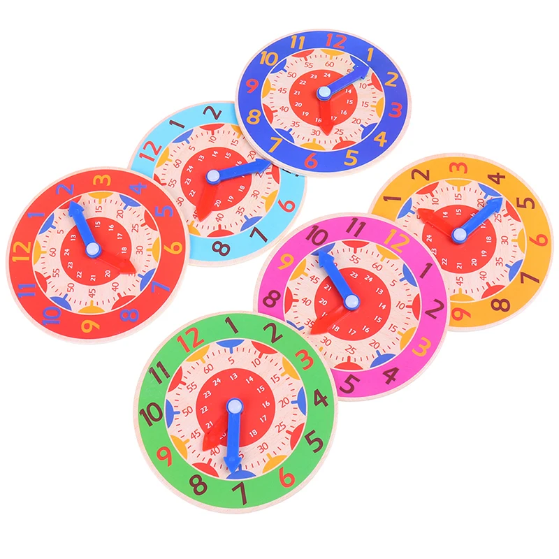 Разноцветные детские деревянные часы Монтессори игрушки с минутой И секундой