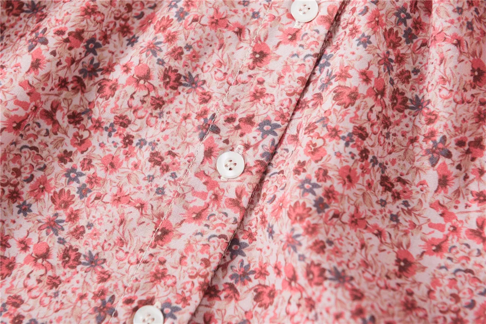 

Women's Cotton Shirt Long Sleeve Floral Print Loose 2021 Spring New Ladies Blouse