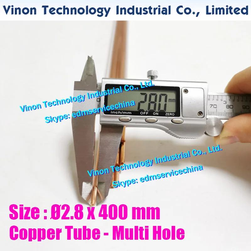 

(20PCS/LOT) 2.8x400mm Copper Tube Multihole, Copper EDM Tubing Electrode MultiChannel Dia. 2.8mm Length 400mm for Superdrill EDM