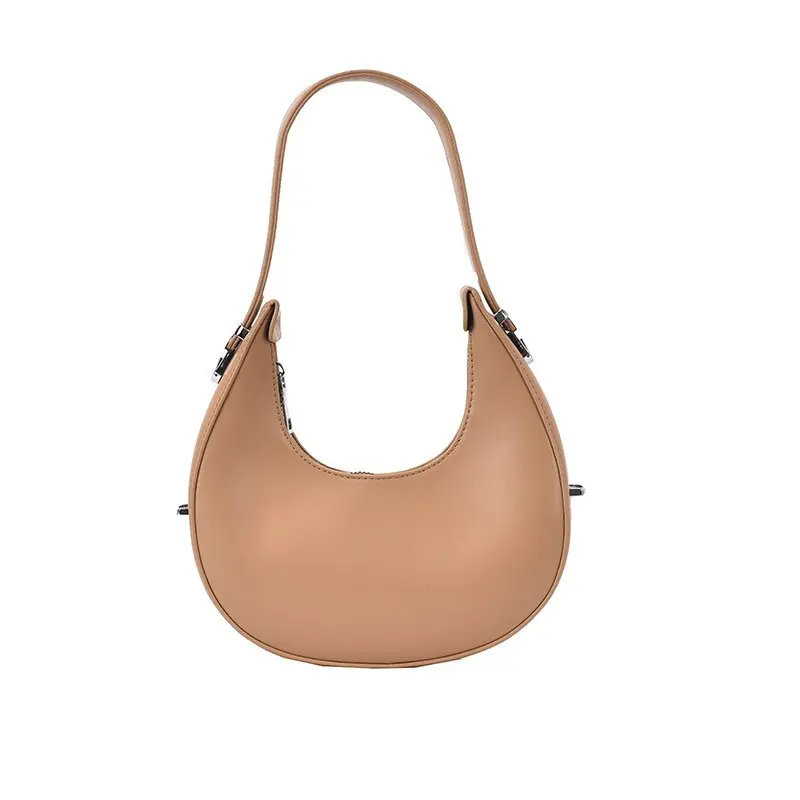 

Small Half-moon Pu Leather Crossbody Bags for Women 2021 Ladies Luxury Branded Trending Chain Underarm Shoulder Handbags