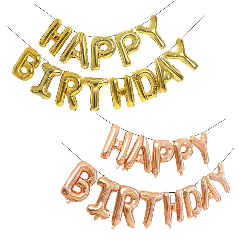 С днем рождения воздушные шары баннер розовое золото 16 дюймов алюминиевая фольга