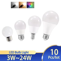pack of 10 led bulb lamps e27 e14 24w 20w 18w 15w 12w 9w 5w 3w ac220v 240v real power lampada led bombilla ampoule