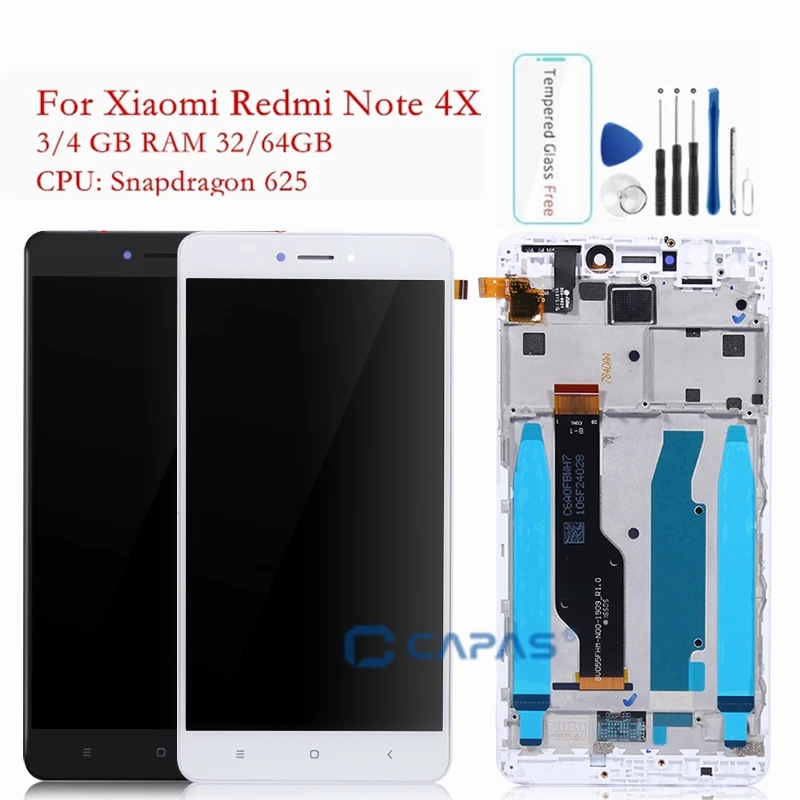 ЖК-дисплей для Xiaomi Redmi Note 4X + средняя рамка Snapdragon 625 дигитайзер Запасные части |