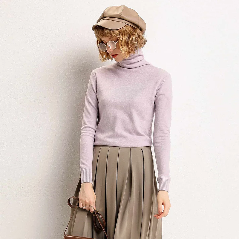 Шерхуре 2019 женский осенний свитер с длинным рукавом Водолазка чистого цвета и