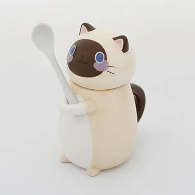 5 Творческий Кот из мультфильма Kawaii разрисованная вручную керамика кружки 3D чашка для кофе с молоком забавные кружки с крышкой Ложка Рождественский подарок украшение стола - Цвет: 5