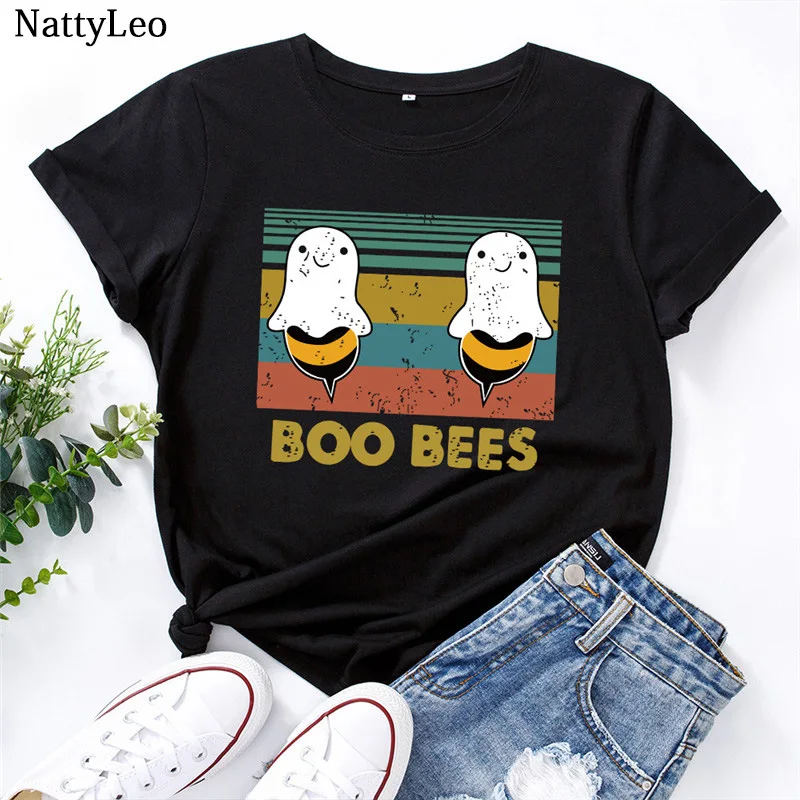 2020 размера плюс для женщин футболка с милым рисунком надписью BOO принтом пчелы