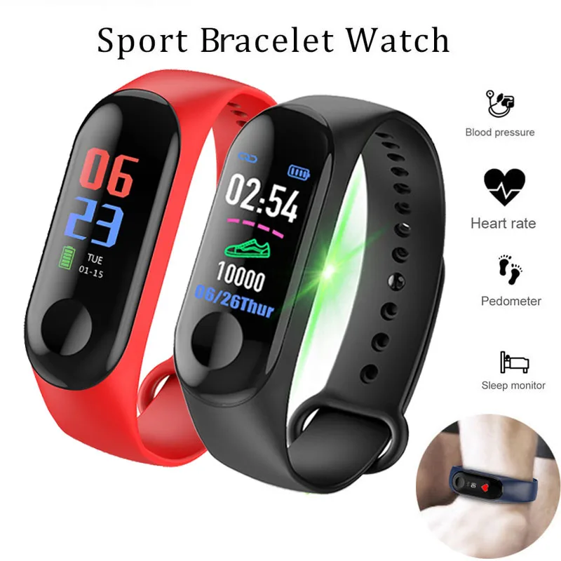 M3 мужской смарт браслет цветной экран Спортивный IP67 Водонепроницаемый кровяное