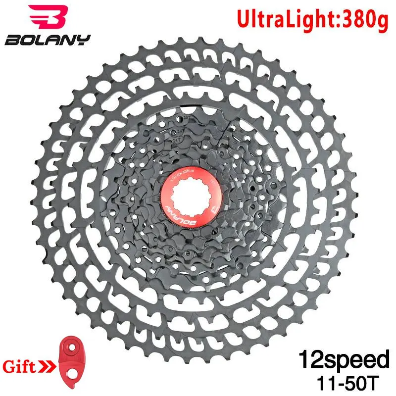 Bolany MTB 12 скоростей кассета 11-50T SLR широкий коэффициент 380G Сверхлегкий K7 12V CNC алюминиевый сплав свободного хода части велосипеда