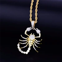 new fashion men necklace animal scorpion pendant crystal inlaid women chain necklace birthday gift jewelry