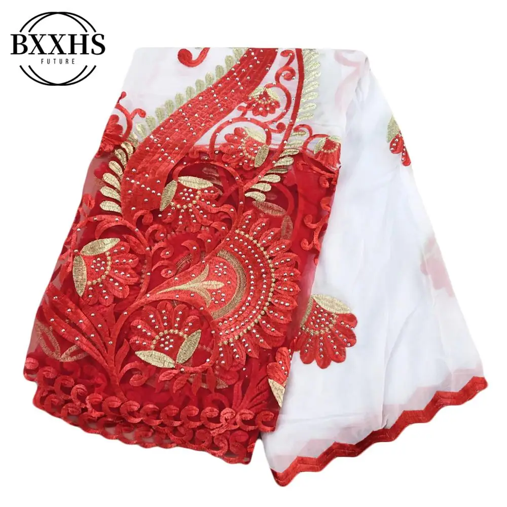 

High Quality Chiffon Scarf muslim women embroidery chiffon splice tulle material big size scarf for shawls