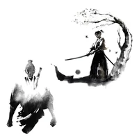 three ratels qc565 classic chinese kung fu ink painting halo art traditional martial arts sticker