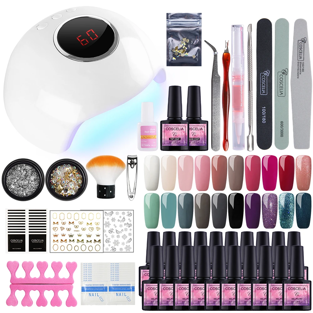 SET A 20PC GEL Маникюрный набор Гель-лак для ногтей Набор для маникюра Гель-лак 36 Вт УФ светодиодная лампа сушилка с 20 цветами Гель-лак для маникюра Набор инструментов - Цвет: SET A 20PC GEL
