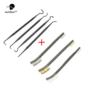 Tactifans, 3 шт., стальная медная нейлоновая проволочная щетка и 4 шт., нейлоновый набор, универсальный набор для чистки охотничьего ружья, тактический оружейный набор