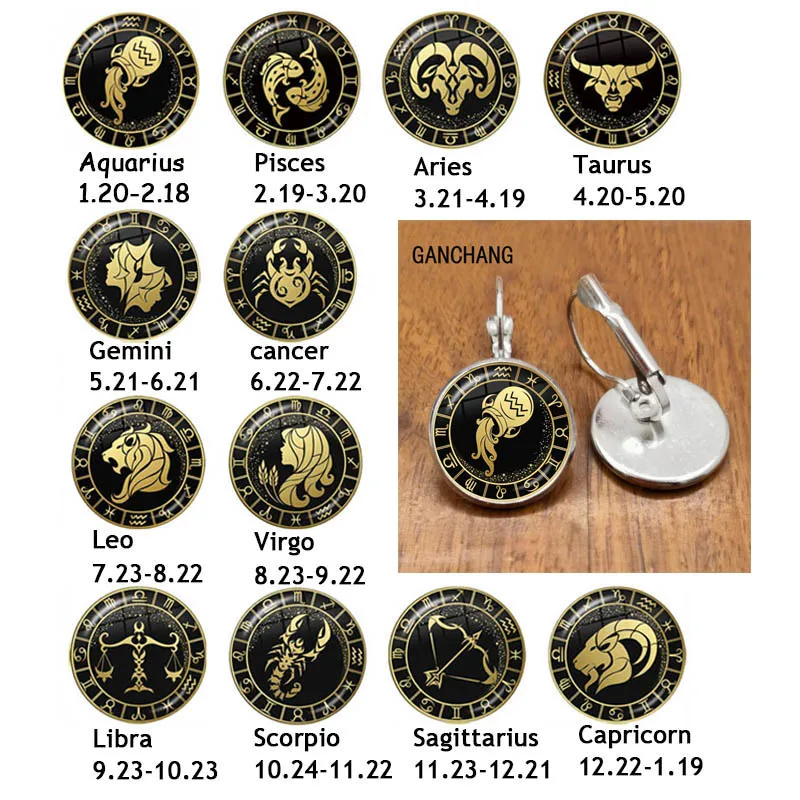 Женские серьги-гвоздики в виде знака зодиака | Украшения и аксессуары