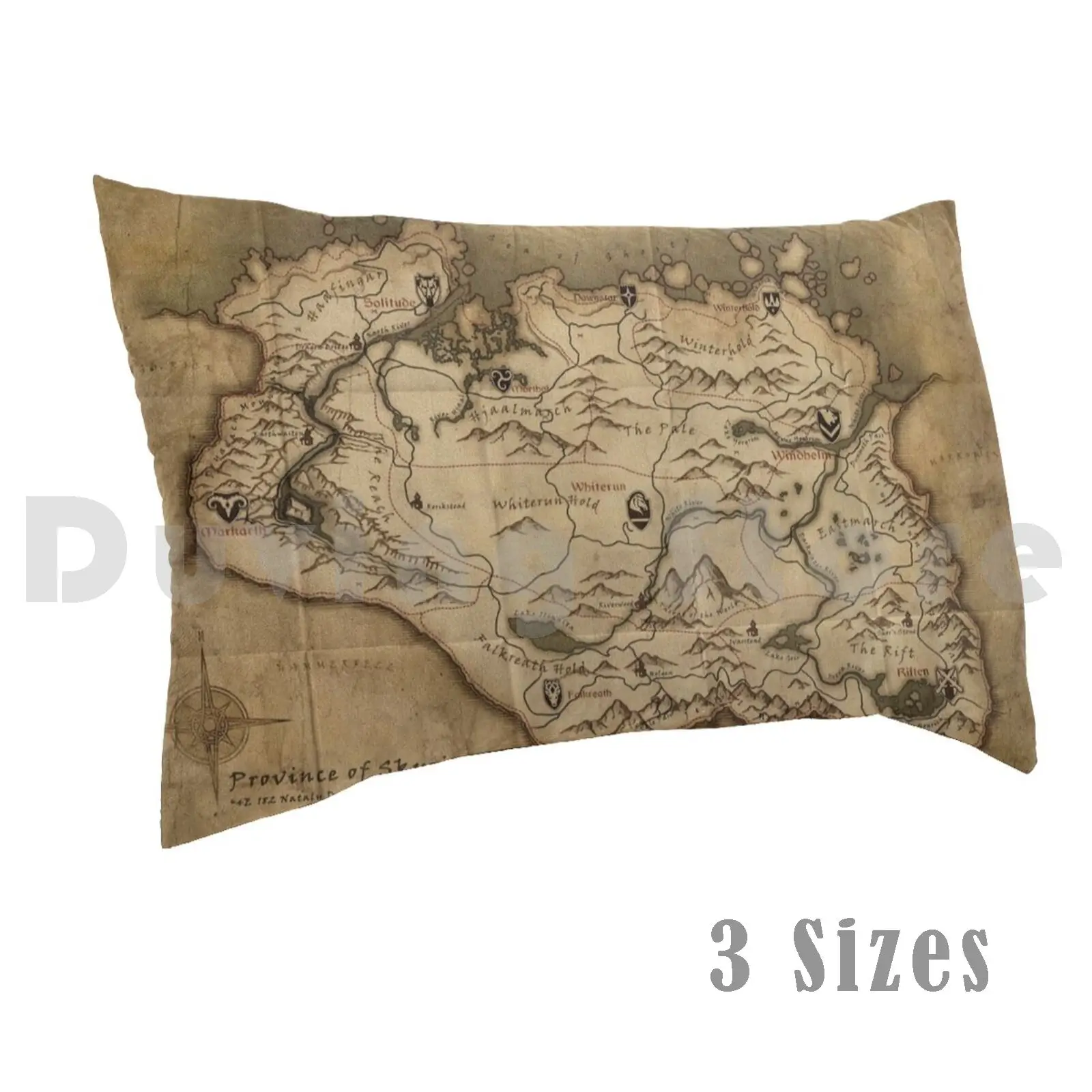 

Skyrim Map Pillow Case Printed 50x75 Skyrim Game Play Pc Gamer War Map Elder Scrolls Land Sea Christmas