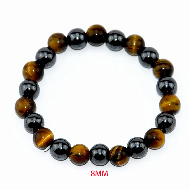 Натуральный черный обсидиан гематит бусины с тигровым глазом браслеты для