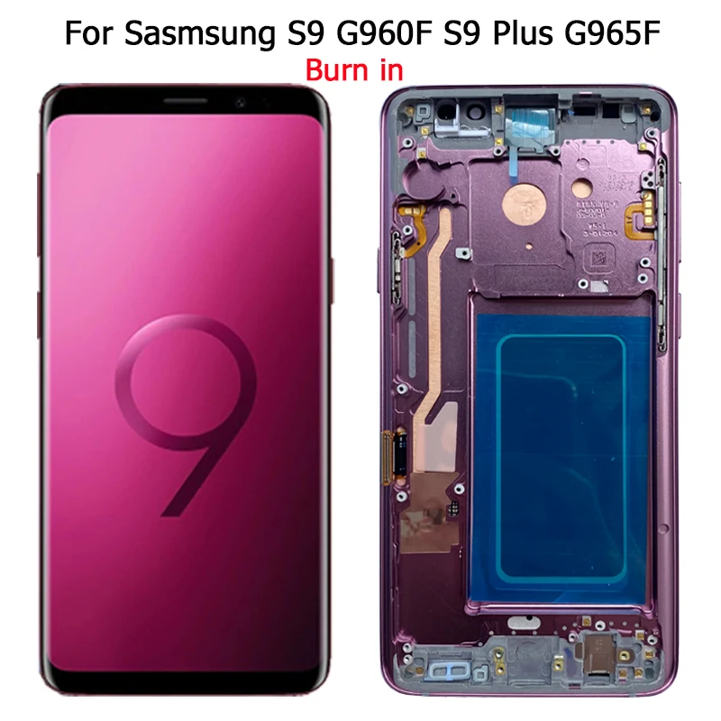 

SUPER AMOLED S9 LCD For Samsung Galaxy S9 Plus LCD Screen Frame Display Assembly SM-G960F G965F LCD Screen with Red Shadows