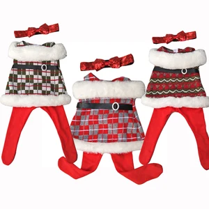 Зимнее теплое платье с повязкой на голову для куклы-новорожденной, 43 см