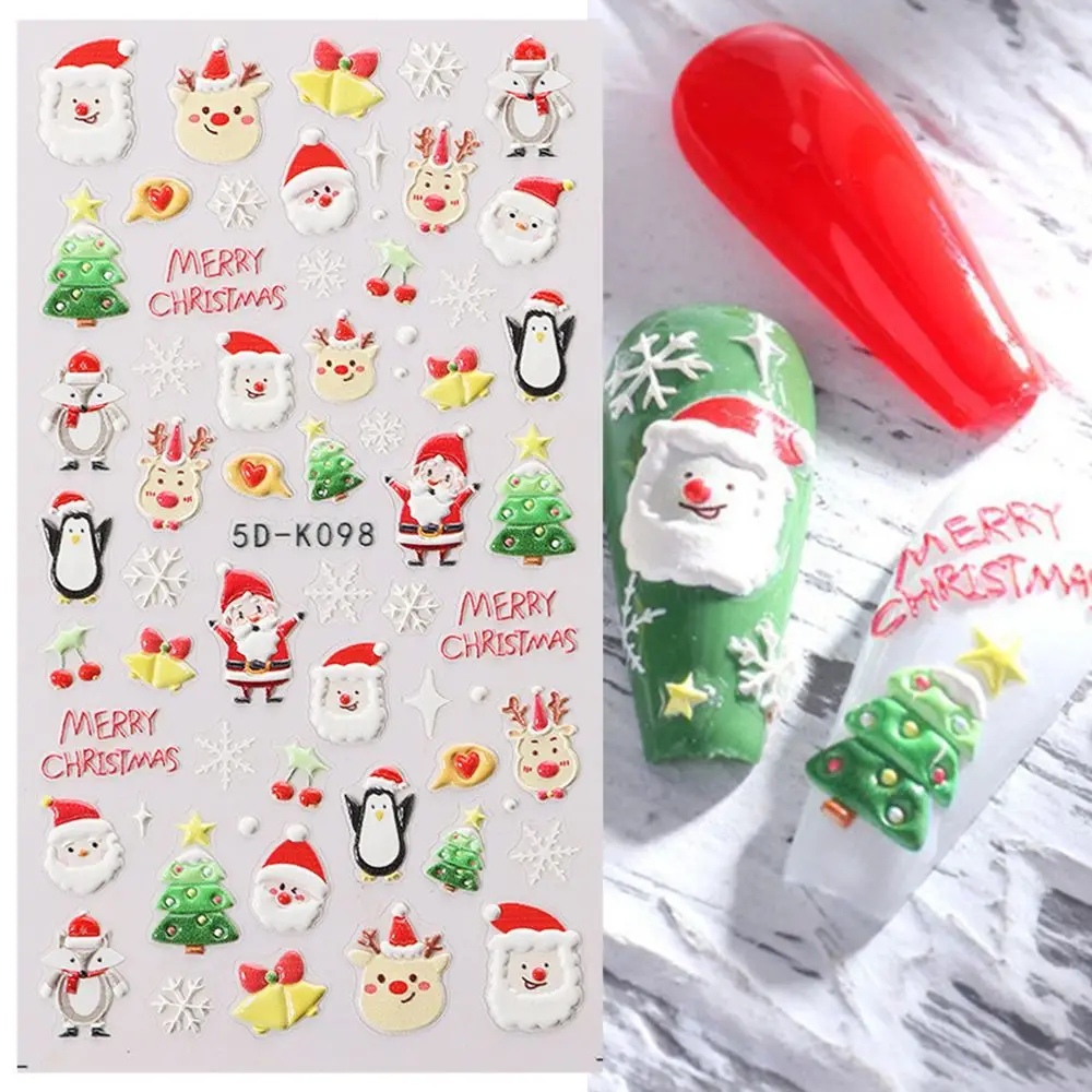 

Manicure DIY Gingerbread Man Nail Art Decoration Bird 5D Embossed Snowflakes Nail Stickers Winter