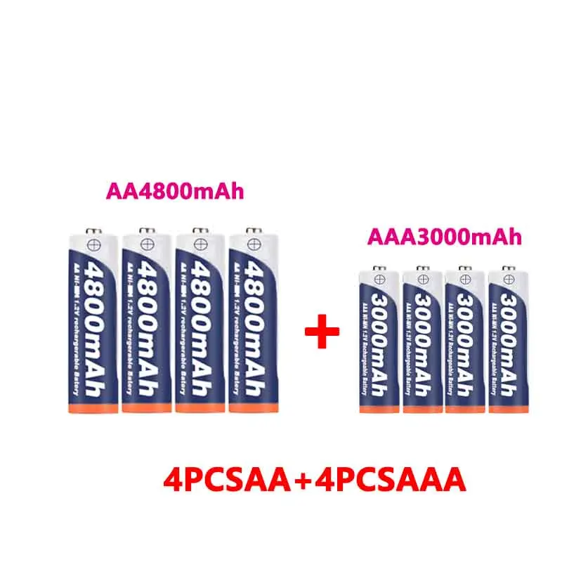 AAA + AA перезаряжаемая 1 2 V 4800mah-1 3000mAh щелочная батарея игрушка-фонарик Часы MP3-плеер