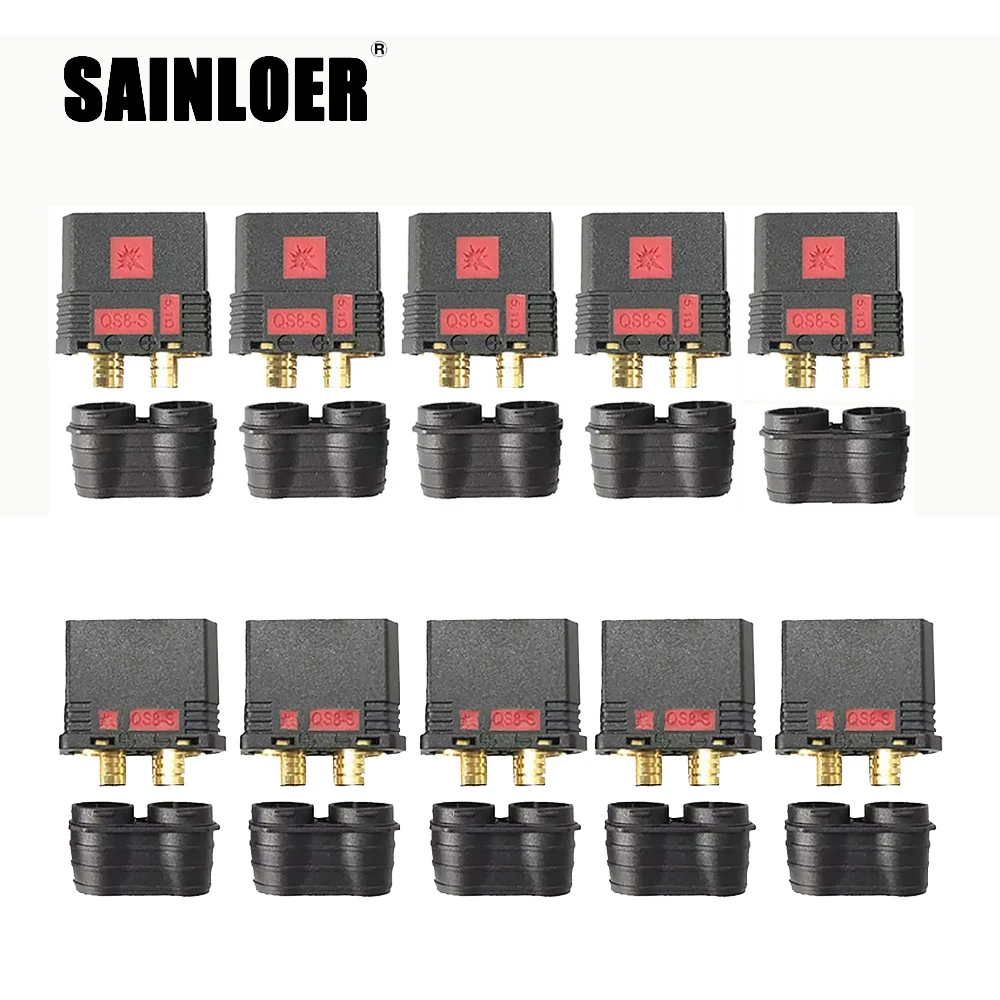 SAINLOER 5 pares QS8-S pesado conector de bater&iacute;a Anti-Chispa conector de gran potencia macho para coche RC drone de protecci&oacute;n de plantas-0
