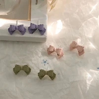 bow knot earrings three dimensional pink purple green sweet and cute girl simple daily earrings girl gifts for friends