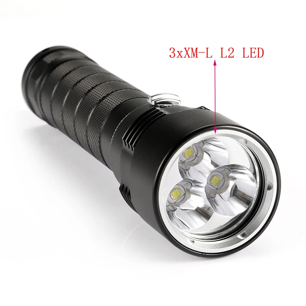 

hot profession Diving Flashlight 3xXM-L2 4500 Lumen LED dive Torch Underwater Waterproof 100 Meters 26650 Tactical Diving Light