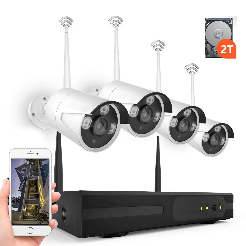 4CH 4MP WI FI Системы Беспроводной 5MP NVR 4 шт. 4MPMP ИК Открытый P2P IP камера видеонаблюдения