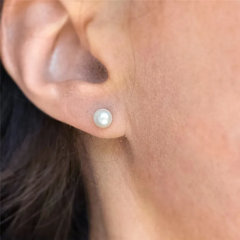 Женские серьги из серебра 925 пробы с пресноводным жемчугом 4 8 мм|Серьги-гвоздики| |