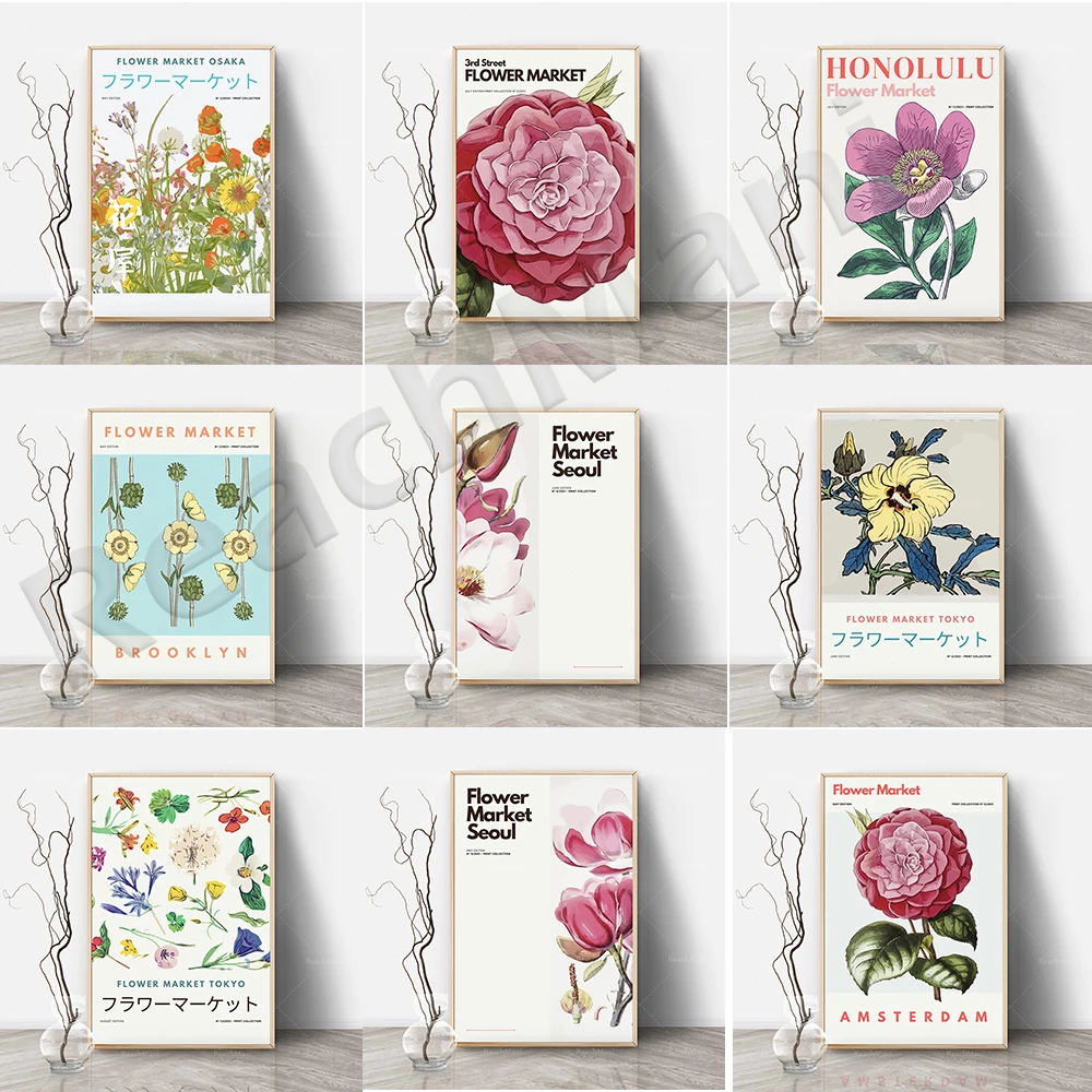 

Hot sale flower market Tokyo, Bologna, Osaka prints, plant flower market prints, plant wall art, flower market decoration poster