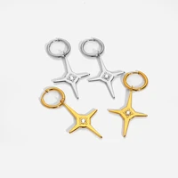 new fashion zirconia starburst star hoop earring for women titanium steel zircon dangle earrings hip hop jewelry holiday gift