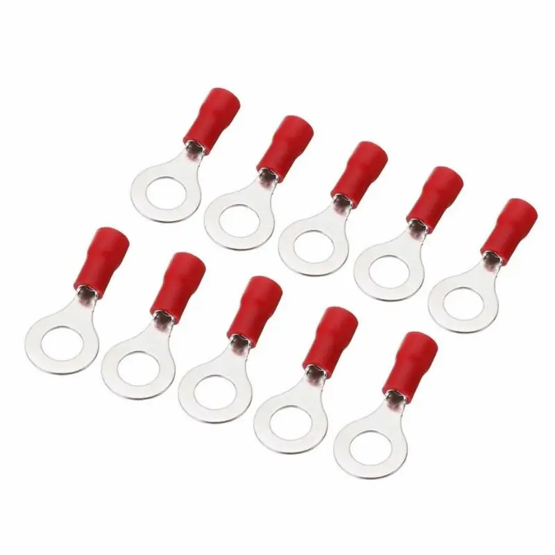 

25PCS Pack RV1.25-6 Red Insulated Crimp Ring Terminal Cable Wire Connector