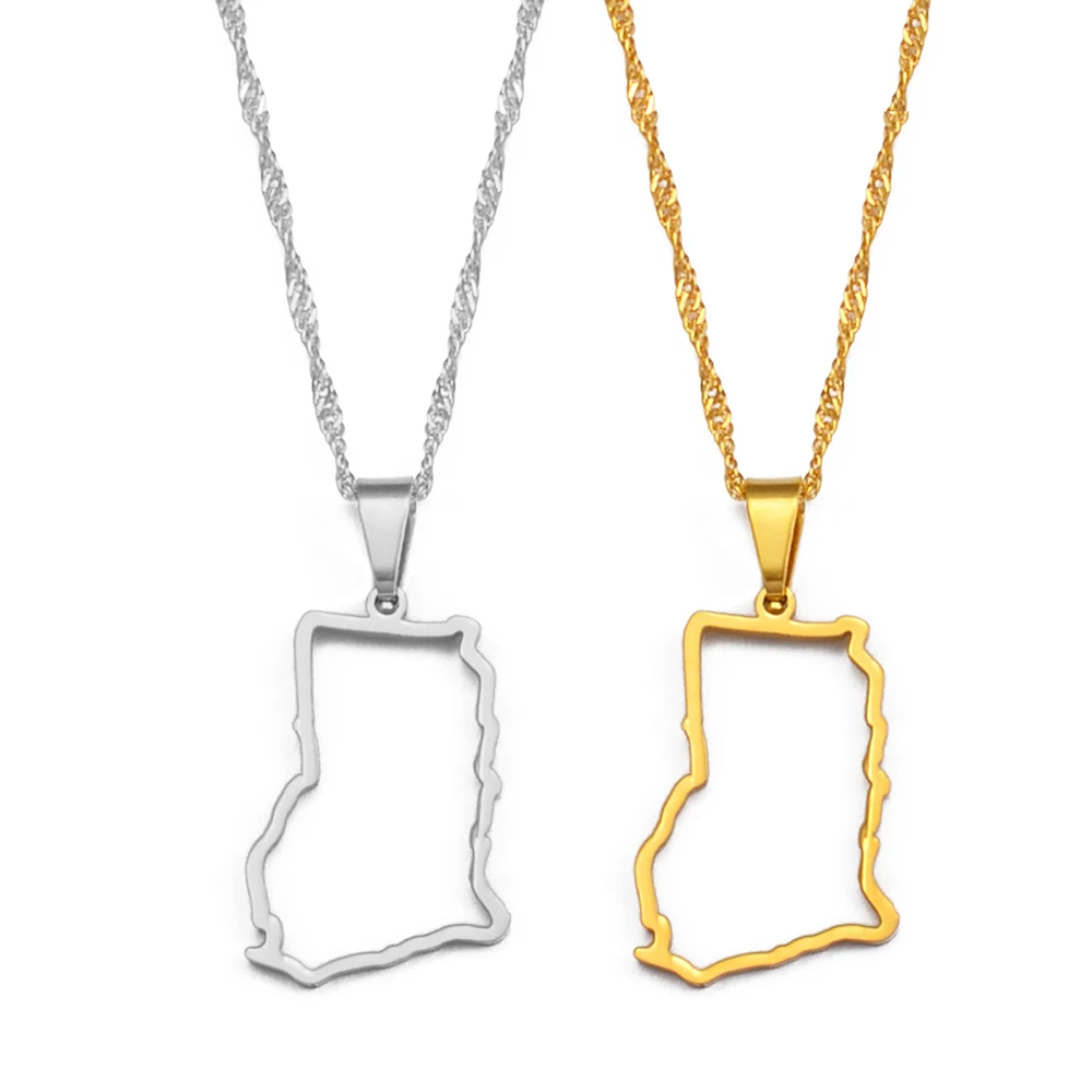 Ожерелье Anniyo Contour с подвеской в виде карты Ганы для женщин и девушек