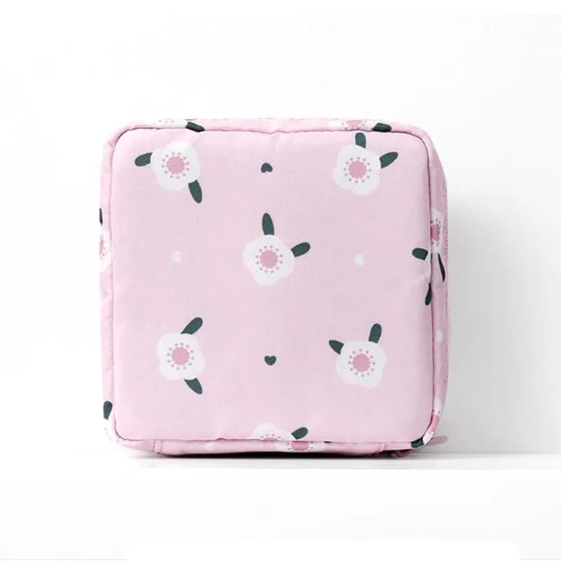 Pink Floral Прямая поставка, нейлоновая женская гигиеническая сумка для салфеток, держатель тампона, органайзер для салфеток, косметичка для хранения на молнии, гигиеническая прокладка, сумка - Цвет: Pink Floral