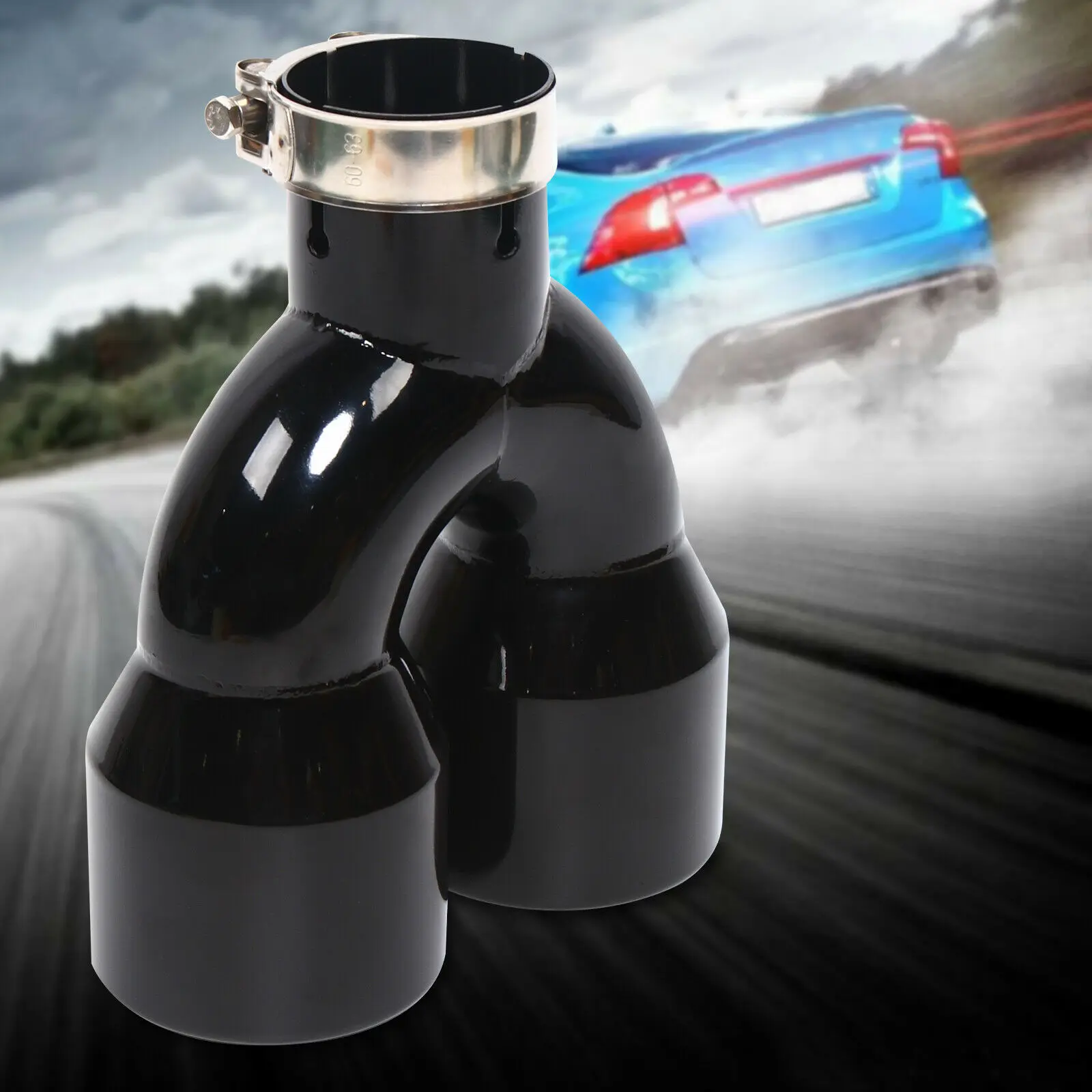 

1px Car Auto Dual Exhaust Tip Pipe Muffler Stainless Inlet 2.5" Outlet 3.5" NEW