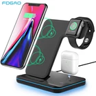 Беспроводное зарядное устройство 3 в 1 Qi для iPhone 13 12 11 XR X 8 Samsung S21 S20 15 Вт, док-станция для быстрой зарядки для Apple Watch 7 Airpods Pro