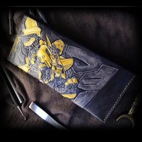 Women Men Genuine Leather Wallets Carving The protagonist of the film Bag Purses Long Clutch Vegetable Tanned Leather Wallet