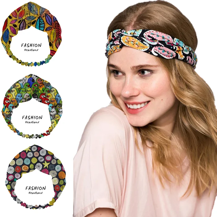 

2020 Women Hair Accessories Headband The World's Hope Print Bandage Bandanas Cross Elastic Hair Bands Top Knot Hair Scrunchies