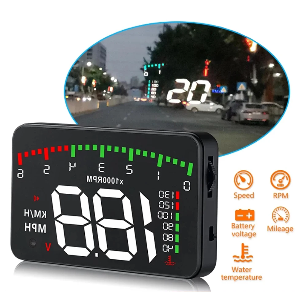

Автомобильный проектор OBD2 HUD, проектор скорости высокой четкости Предупреждение о превышении скорости, система сигнализации на лобовом сте...