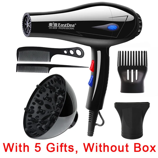 without Gift Box ЕС Plug с 5 подарки 1800 Вт путешествия горячего холодного воздуха регулировки Professional распылитель краски для волос фен для использования дома и в салоне Фен - Цвет: without Gift Box