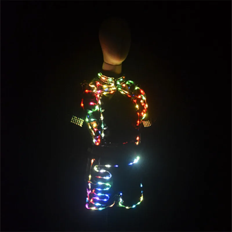 Костюм светодиодный для бальных танцев P90 светящаяся куртка цветной светящийся