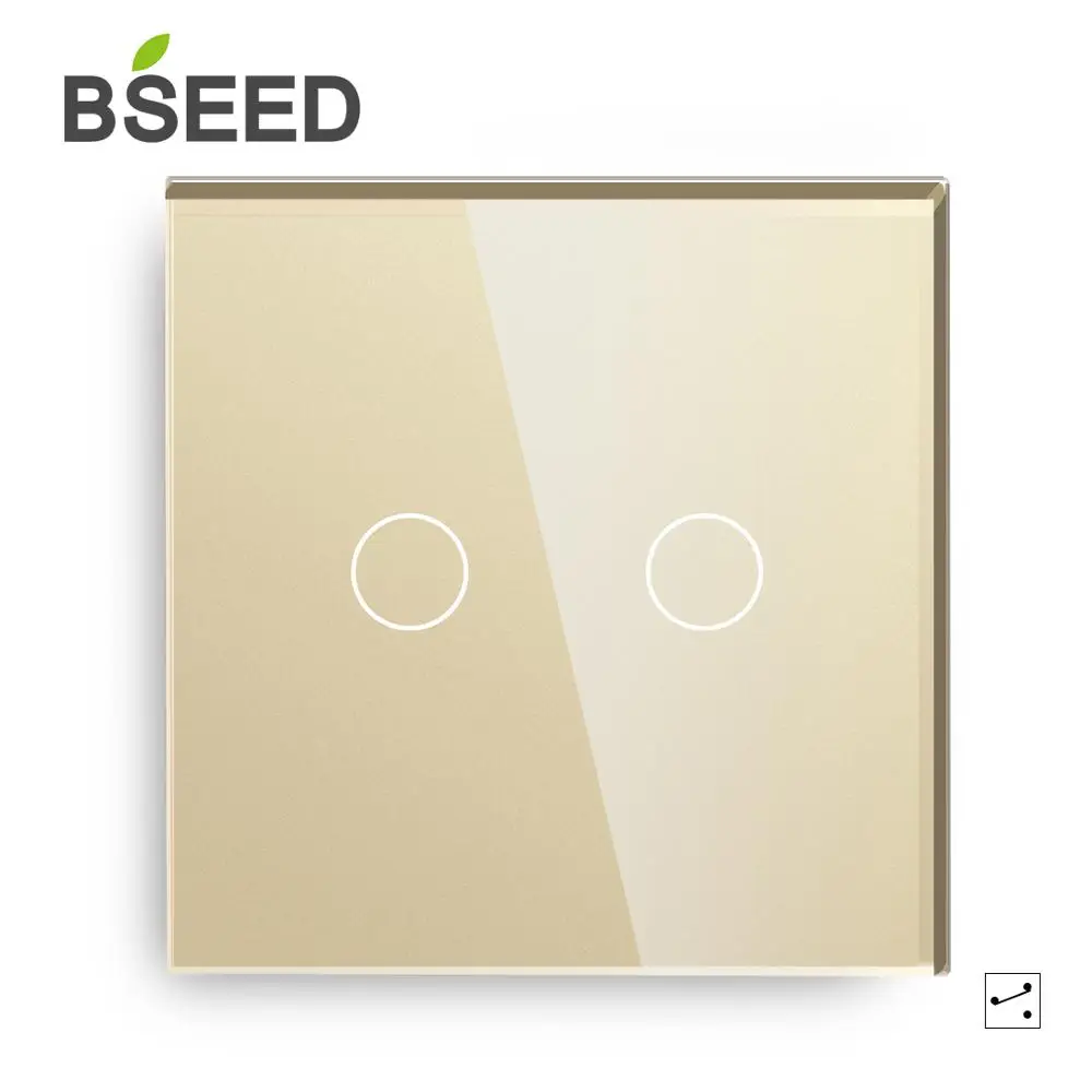 Bseed сенсорный выключатель 2Gang 1Way 2Way настенный ЕС Стандартный класса люкс Стекло