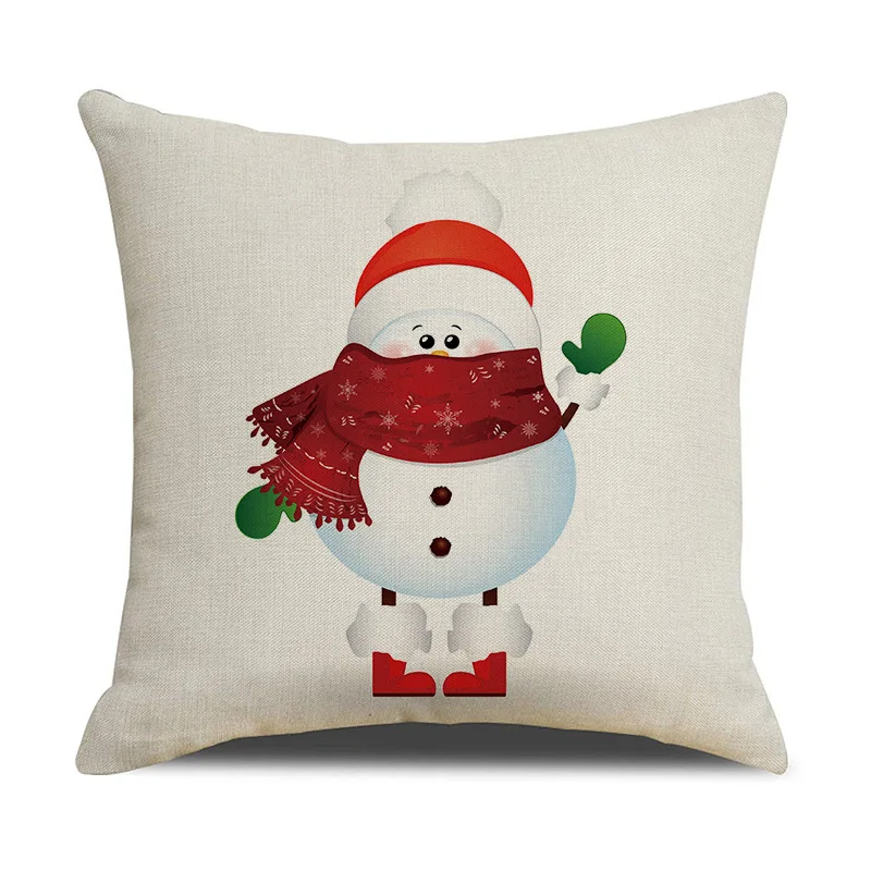 

Cartoon Snowman Pillow Case Christmas Decorative Pillowcases Linen Throw Pillow Case Car Sofa Cushion Cover 45cm*45cm