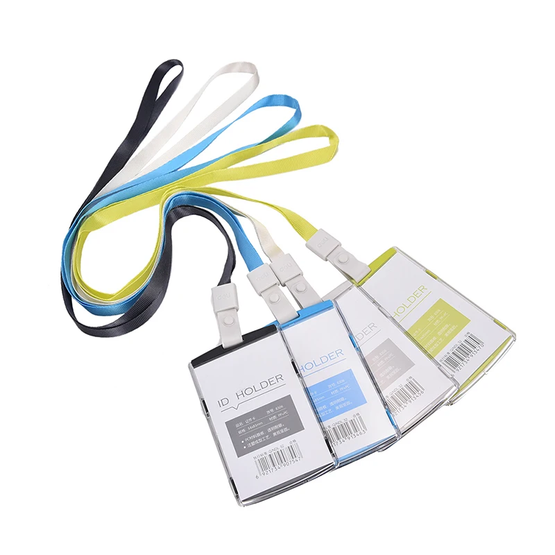

Card Bag Name Badge Cards Case Business Card Holder Storage Plastic Passport Cover With Nack Lanyard Company Office Supply