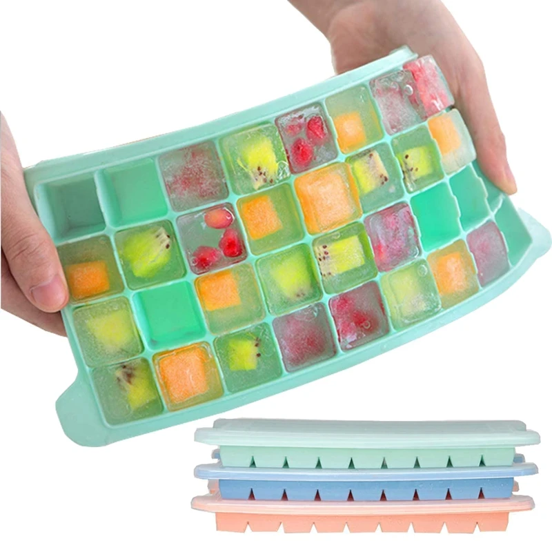 

Hot Sale Ice Square Trays with Lids, 3 Pack 108 Grid Silicone Ice Square Trays for Freezer Whiskey Cocktail Stackable Ice